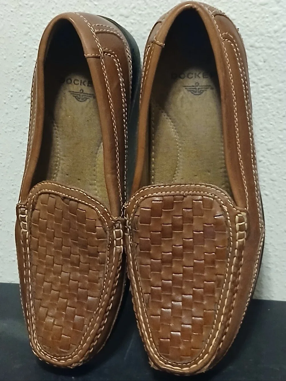 Dockers Brown Woven Leather Slip-On Loafers Men’s Size 9.5M Dress Casual